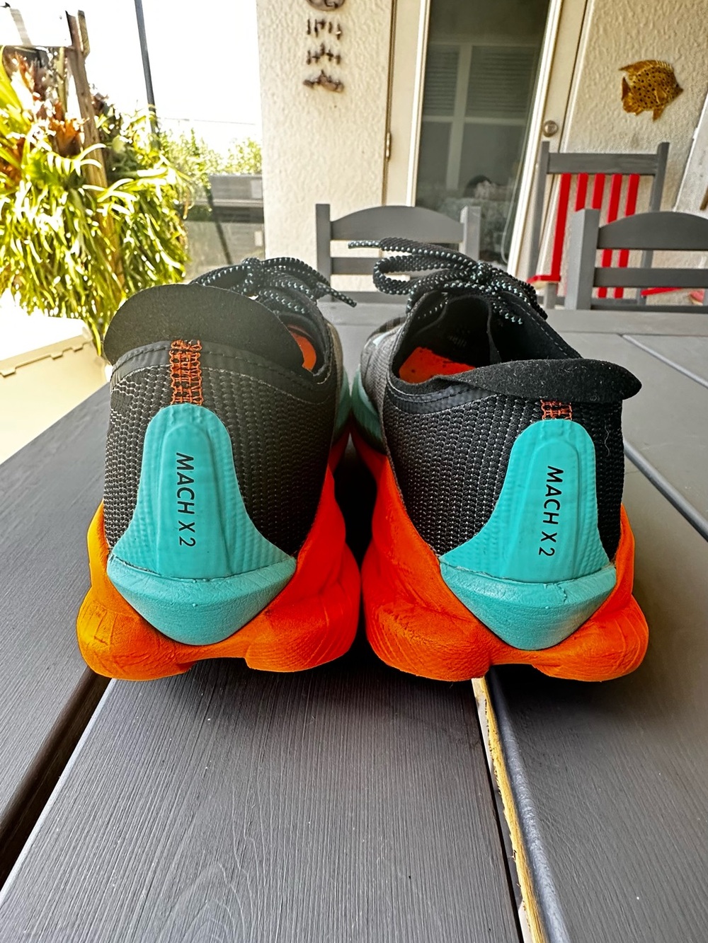 Men's Hoka Mach X 2, Black/Electric Aqua, 12.5 D Medium US - Picture 4 of 8